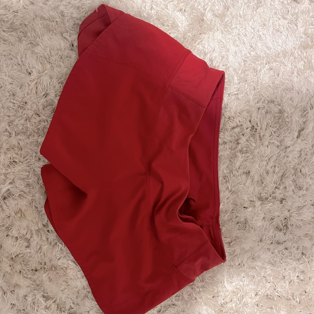 red lululemon shorts